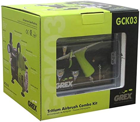 GREX GCK03 ערכת משולבת Airbrush עם Tritium.tg3 Airbrush, AC1810-A מדחס, אביזרים ו- DVD מאת GREX