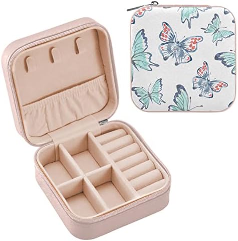 Umiriko Colorfly Butterfly Travel Box לנשים, מארגן תכשיטים קטנים של עור PU, קופסאות מחזיק אחסון מארז לעגילי