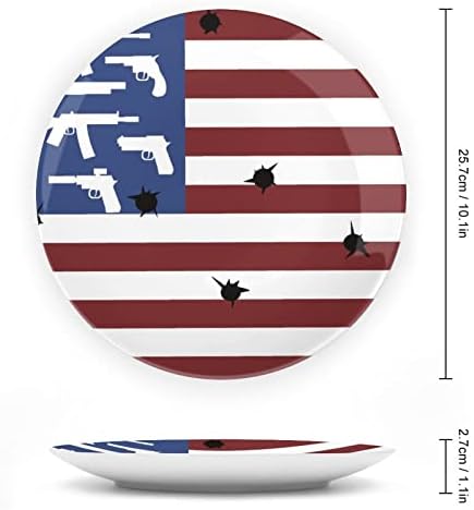 אקדחי דגל אמריקאים וחורי כדור עצם מצחיק סין צלחת דקורטיבית צלחות קרמיקה עגול