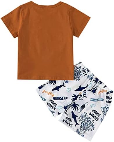פעוטות קרומונסטים בנים בויזים קיץ חולצת טריקו עם שרוול קצר ותלבושת מכנסי חוף, 12 חודשים - 5 שנים