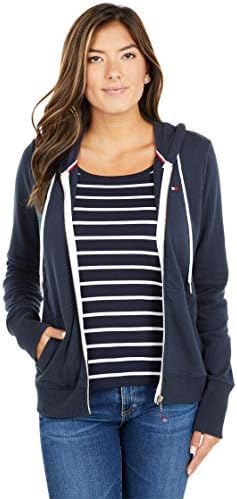 Tommy Hilfiger Cable French Frenched Zip-Up Hoodie-סווטשירט קלאסי לנשים עם משיכות ומכסה המנוע