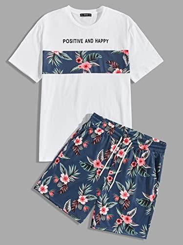 תלבושות של שני חלקים של Fioxa לגברים Slogan and Top Top & Shorts Shorts Ste
