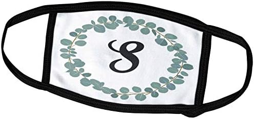 3drose Janna Salak עיצובים אוסף מונוגרמה - מכתבים מונוגרמה אוקליפטוס עלים זר ירק אלגנטי - מסכות פנים