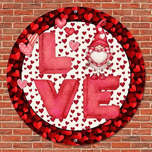 גמדי שלט מתכת עגול שלט ועגול חג האהבה שמח גמרים אהבה לבבות מעגל זר זר וינטג