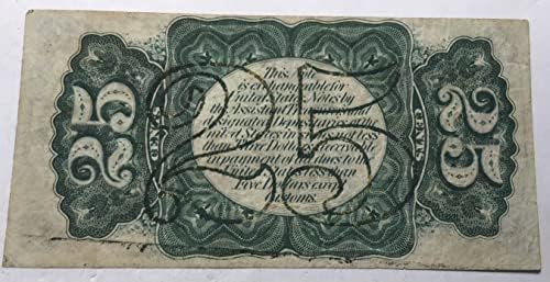 1863 25ג 25 סנט ויליאם פסנדן 3 הנפקה מטבע חלקי מטבע דואר ירוק בחזרה