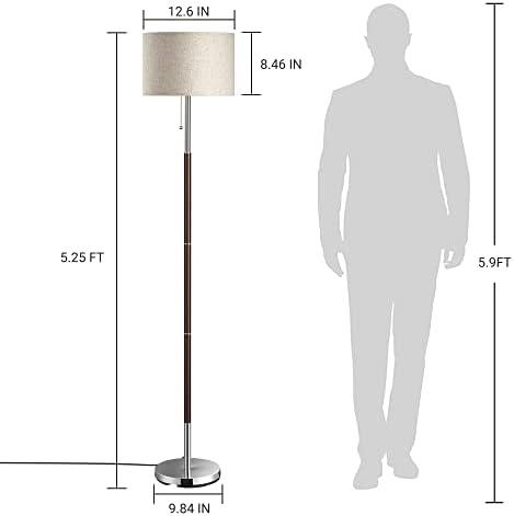 אדישין מודרני מנורת רצפה גבוהה, 63 חווה לעמוד קריאת מנורת עם פשתן בד צל, עכשווי דק מוט מנורת לחדר שינה, סלון, משרד,