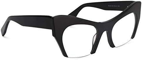 שחור חצי מסגרת עין חתול כחול אור חסימת משקפיים לנשים, בלוק כחול אור, אנטי לחץ בעיניים משקפיים קלי 0099-02