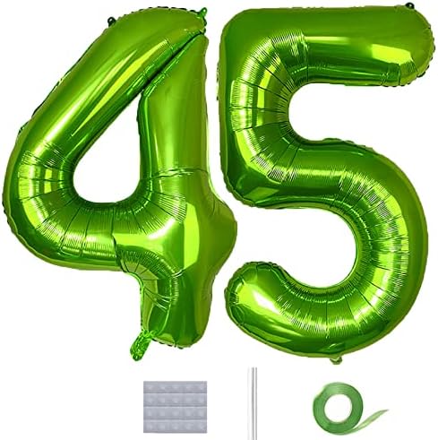 ירוק 45 מספר בלון 40 אינץ 'בלון נייר כסף בלון לנשף לנשים גבר נשים 45 קישוט מסיבת יום הולדת 45 תמונות יום נישואין