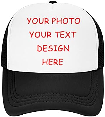 מתאם כובע משאיות מותאם אישית, הוסף כל תמונה וכל שם טקסט, כובע המשאית המותאם אישית של יוניסקס שחור