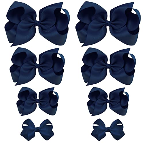 8 יחידות שיער קשתות עבור בנות חיל הים כחול מבהיקי סרט בוטיק קשת אליגטור קליפים שיער אביזרי לפעוטות