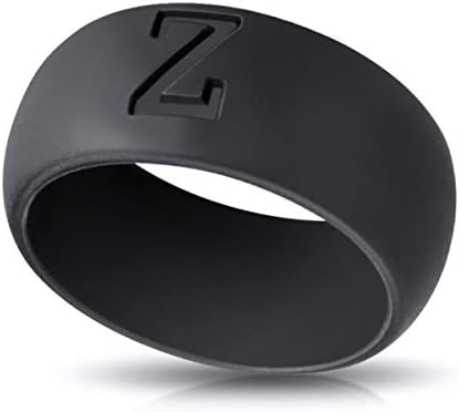 טבעת נישואין סיליקון של Junglesport לגברים ונשים-גומי בכושר נוח-בחר ראשי תיבות אלפבית בהתאמה אישית A-Z-טבעת
