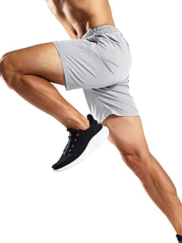 אימון לגברים של Mier מפעיל מכנסיים קצרים בגודל 7 אינץ 'קל משקל עם כיסי רוכס