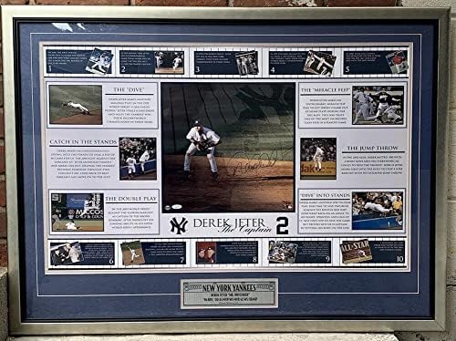 דרק ג'טר ניו יורק ינקי חתום 'הקפטן' 28x39 פוסטר Le ממוסגר /500 שטיינר - תמונות MLB עם חתימה