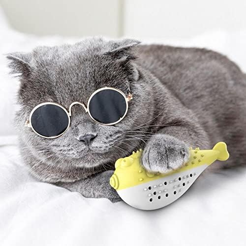 OALLK חתול צעצוע דגים מעצבת מברשת שיניים סימולציה של קטניפ הניתן למילוי שיני דגים ניקוי רע לעיסה טוחנת