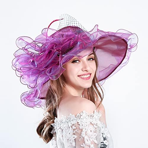 נשים מפלגת תה כלות כובע חתונה לנשים שמלת קיץ כובע פרח רחב כלה כלה כובע כובעי חוף קיץ