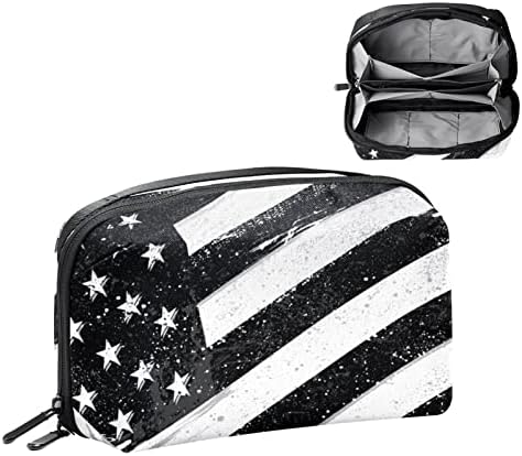 שחור ולבן אמריקאי דגל אלקטרוניקה ארגונית, כבל כבל אחסון תיק עמיד למים עבור בית נסיעה, אביזרים אלקטרוניים מקרה