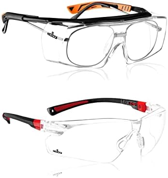 משקפי בטיחות נוקריים שמתאימים מעל משקפי המרשם שלך; הגנה על UV400; 10 משקפי בטיחות וביטחון ברורים