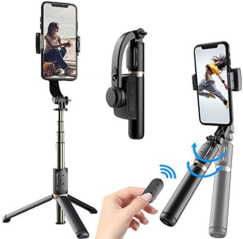 Enkarl Gimbal מייצב תואם לאייפון סמארטפון אנדרואיד, חצובה Selfie Stick, נייד להרחבה 3 ב 1 טלפוני