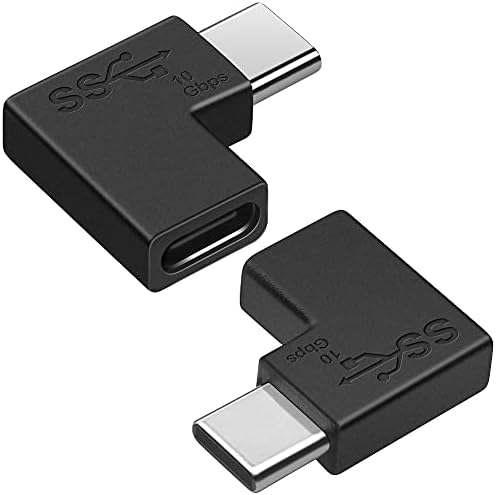 USB C מתאם זווית ישרה 2 חבילה, ליזאן 90 מעלות USB C ל- USB סוג C זכר לנקבה מתאם USB 3.1/10GBPS PD 100W העברת