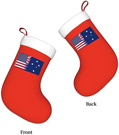 דגל אמריקאי של TZT ודגל אוסטרלי גרבי חג המולד, מתנות למסיבת חג חג המולד לקישוטי חג משפחתיים 18 אינץ '