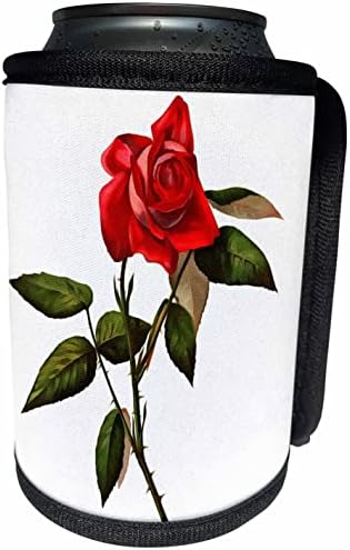 3drose אמנותי גזע יחיד ורד אדום - יכול לעטוף בקבוקים קירור יותר