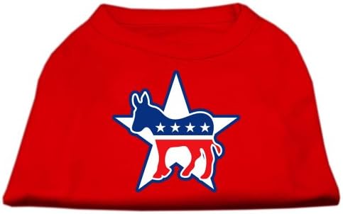 מוצרי חיות מחמד של מיראז 'חולצת הדפס מסך דמוקרטית בגודל 12 אינץ' לחיות מחמד, בינוני, אדום