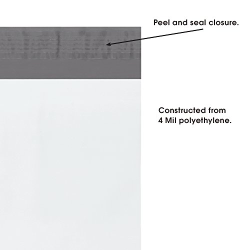 מעטפות פולי מיילר ארוכות של אווידיטי, 9 1/2 על 45, לבן, איטום עצמי עם רצועת דמעה, עמיד למים ועמיד בפני פנצ '