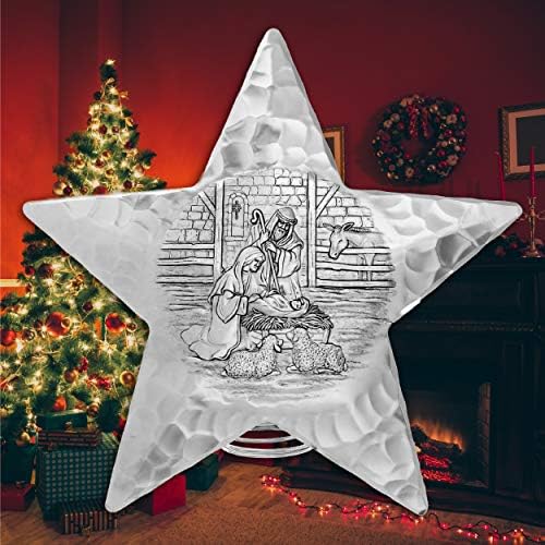 וונדל אוגוסט זייף סצנת העץ כוכב העץ, גובה 10 אינץ '-כוכב קלאסי מציג את נס חג המולד-קישוט עץ אלומיניום מפורט ביד