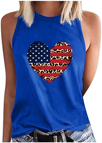 נשים 4 ביולי חולצות פטריוטיות אמריקאיות דגל אמריקה גופיות טנקים בקיץ חולצת טריקו ללא שרוולים