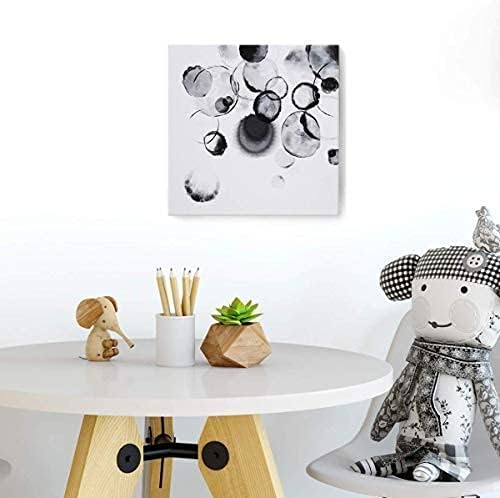 אמנות קיר עיצוב אמבטיה בועות שחור לבן מנצנץ תמונות ממוסגרות בד אמנות אמנות קיר לחדר שינה מטבח משרד