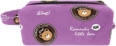 תיק קוסמטי של TbouoBt לנשים, תיקי איפור מרווחים מרווחים לטיול מתנת נסיעות, דוב בעלי חיים מצויר