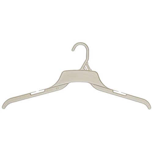 Mainetti 491 לבן כל קולבי הפלסטיק עם חריצים לרצועות, נהדר לחולצות/חולצות/שמלות, 19 אינץ '