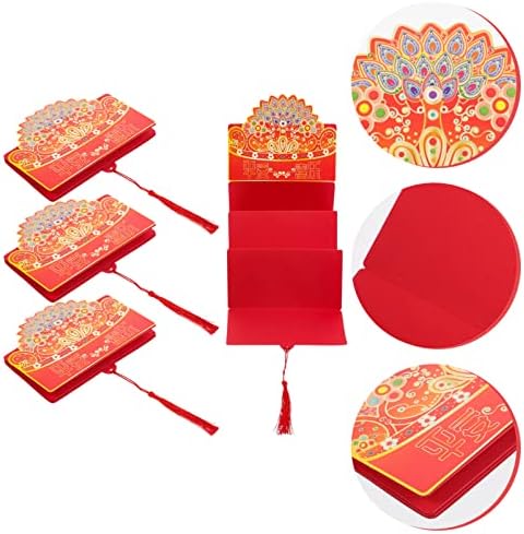 4 יחידות אדום מעטפות סיני 2023 אדום כיס מזל כסף מעטפות טווס הונג באו אביב פסטיבל מזומנים מעטפות
