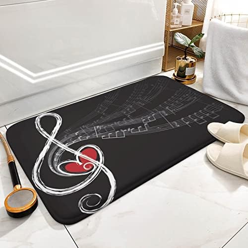 הערות מוזיקליות רטרו שטיח אמבטיה אהבת לב שטיחי אמבטיה רך החלקה סופגת רחיץ שטיחי אמבטיה לאמבטיה מטבח אוכל