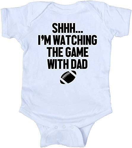 Shhh. אני צופה במשחק עם אבא כדורגל לתינוק באנשי בגד גוף תינוק פעוטות פעוטות בגדי תינוקות