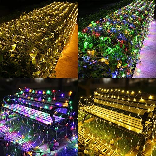 11.5ft x 5ft צבע אורות רשת חג המולד, 360 אורות רשת LED BUSH עם מרחוק, 11 מצבים צבעים משתנים לבן חם