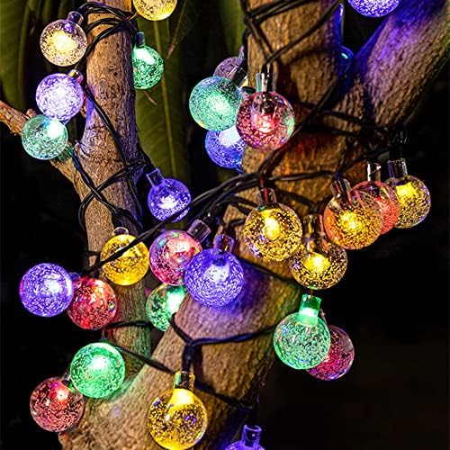 אורות מיתרים חיצוניים אני -צ'וני אור גלובוס קריסטל מקורה - 33ft עם 80 אורות מיתרים רב -צבעוניים LED לעצי