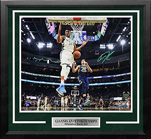 ג'אניס אנטטוקונמפו סלאם דאנק פוזה מילווקי באקס עם חתימה של 16 x 20 ממוסגרת צילום כדורסל - JSA אימות