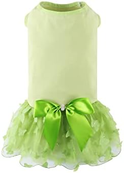 תחרה תחרה שמלת קשת שמלת נסיכה טוטו חצאית לכלבים קטנים ובינוניים בחיית מחמד בגדי מסיבת כלה חתונה בגדים （ירוק,