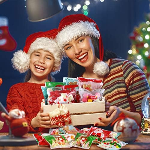300 חתיכות שקיות צלופן חג המולד חג המולד לטפל סוכריות עוגיות ביסקוויט שקיות פלסטיק דבק עצמי שקיות הווה