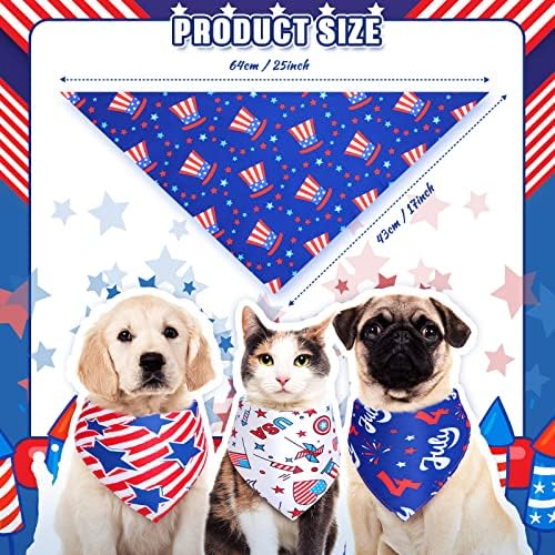 14 חתיכות אמריקאי דגל כלב בנדנות ארהב דגל 4 יולי כלב בנדנה פטריוטית כלב בנדנה עצמאות יום ליקוק משולש כלב צעיף