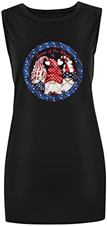 4 ביולי חולצות גופיות לנשים ללא שרוולים חולצות טי צוואר דגל אמריקאי פסים כוכבים גופיית טוניקת כושר