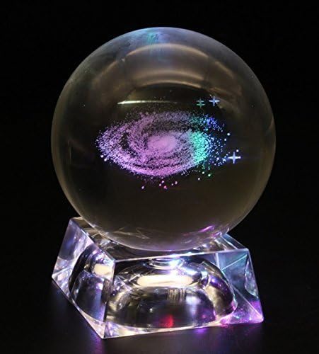 כדור הקריסטל של גלקסי המכולת של במבוק, קישוט ביתי, כדור מלא עם בסיס מנורת LED, 80 ממ