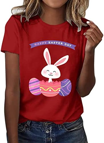 חולצת טריקו של יום חג הפסחא שמח ביצי ארנב חמודות טיז גרפי מזדמן צוואר עגול צוואר עגול חולצות חולצות