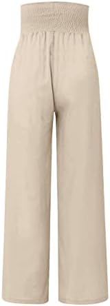 מכנסי iaqnaocc לנשים, נוח רגל רחבה נוחה במותניים גבוהות זורמות מכנסי טרקלין פלאצו