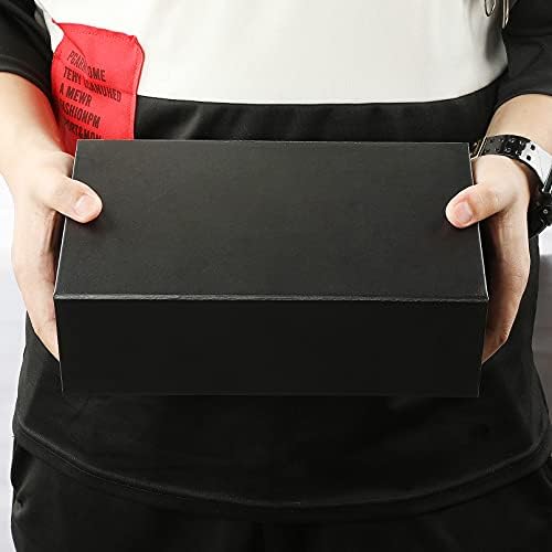 קופסת מתנה שחורה עם מכסים, 9.8 על 5.9 על 3.1 בסגירה מגנטית קופסאות מתנה מתקפלות לחג המולד, יום האם,