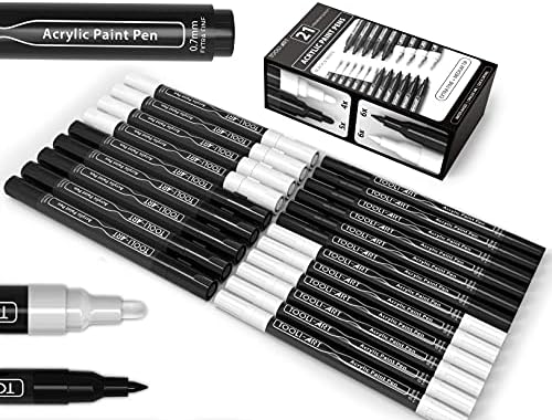 טולי-אמנות שחור ולבן אקריליק צבע סמני צבע עטים סט עבור רוק ציור, בד, ספלים, מתכת, זכוכית צבע, בד,