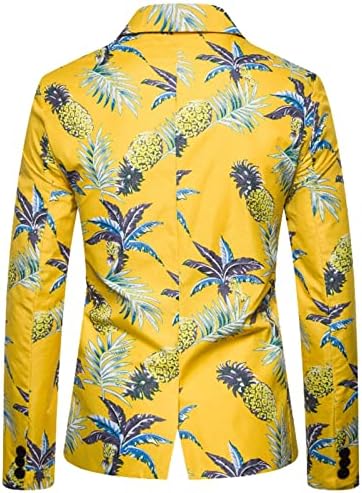 בלייזר הוואי לגברים מעילי חליפה מזדמנים של כפתור כפתור אחד בסגנון חג סגנון הדפס טרופי מעיל בלייזרים לנשף