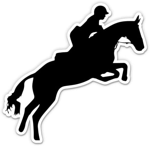 מדבקות ספורט סוסים קפיצות סוסים - 2 חבילות של מדבקות 3 אינץ ' - ויניל אטום למים לרכב, טלפון, בקבוק