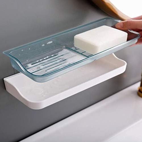 Besportble Body Wash מיכל קיר סבון רכוב על מתלה סבון מתנקז בעצמי ללא קידוח שכבה כפולה מחזיק בר סבון למטבח